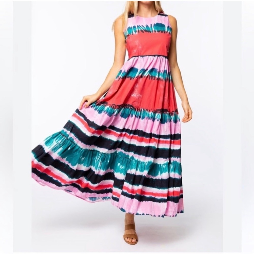TYLER‎ BOE Maxi Dress Women's Medium Tie Dye Tiered Cotton Boho